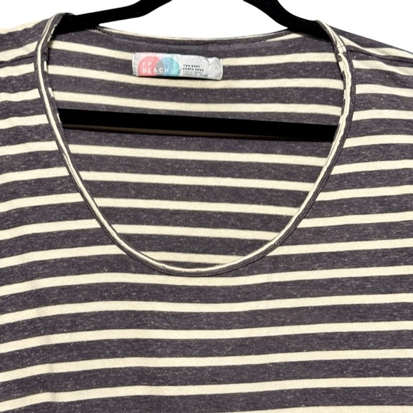 FP Beach | Free People Stripe Oversized Dropped Shoulder Scoop Neckline Boho Top - Picture 3 of 9